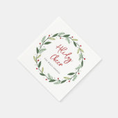 Serviette En Papier Holiday Cheer Wreath Handwritten Script Paper (Coin)