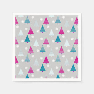 Serviette En Papier Holiday Christmas tree bleu rose simple