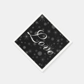 Serviette En Papier Holiday Love Black White Snowflakes Mariage d'hive (Coin)