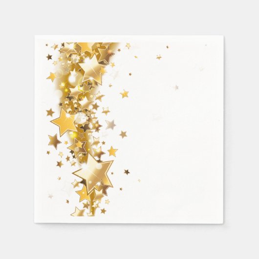 Serviette En Papier Holiday Napkin Cocktail Gold Stars (Devant)