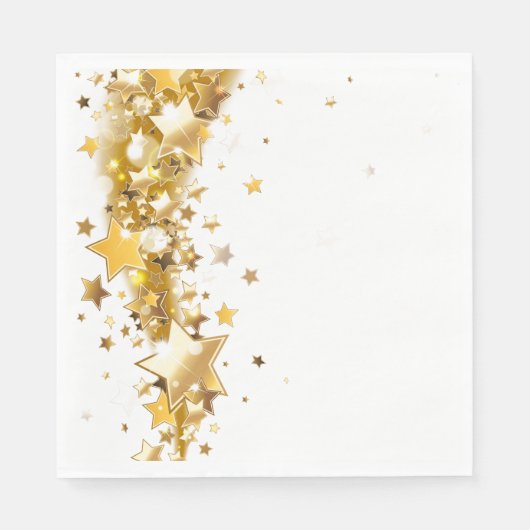 Serviette En Papier Holiday Napkin Gold Stars (Devant)