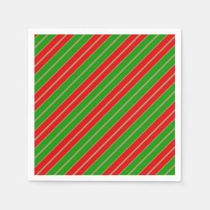 Serviette En Papier Holiday stripes in red and green