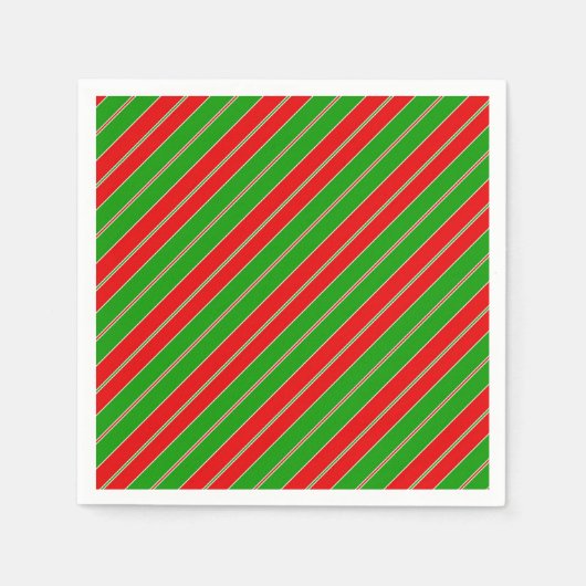 Serviette En Papier Holiday stripes in red and green (Devant)