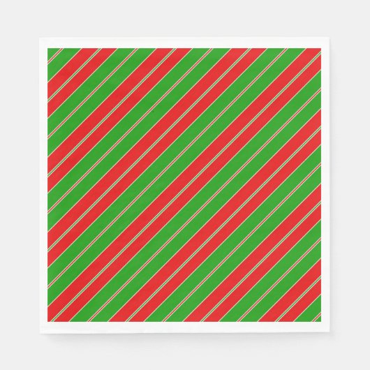 Serviette En Papier Holiday stripes in red and green (Devant)