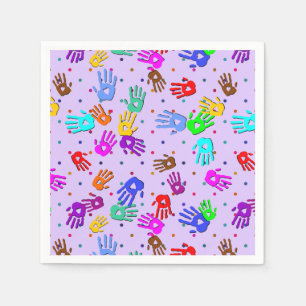 Serviette En Papier holiES - points de mains motif 1 coloré