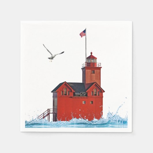 Serviette En Papier Holland Michigan Big Red Lighthouse (Devant)
