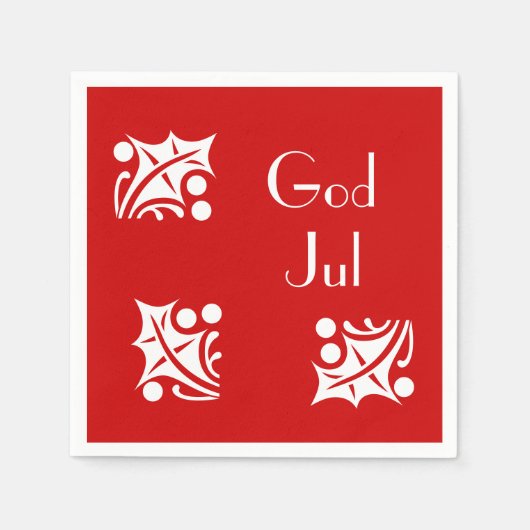 Serviette En Papier hollies blanches en rouge (Devant)