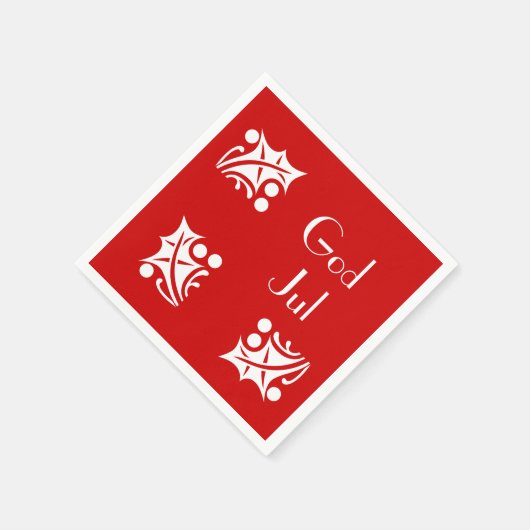 Serviette En Papier hollies blanches en rouge (Coin)