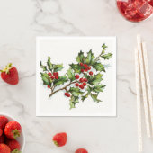 Serviette En Papier Holly Berries 001 (En situation)