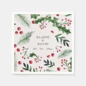 Serviette En Papier Holly Berries Noël Mariage d'hiver (Devant)