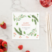 Serviette En Papier Holly Berry Branch Christmas PARTY Paper (En situation)