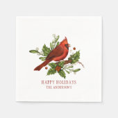 Serviette En Papier Holly Berry Cardinal Holiday Monogram Mistletoe (Devant)