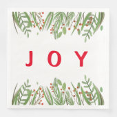 Serviette En Papier Holly Berry Greenery Papier de fête de vacances Na (Devant)