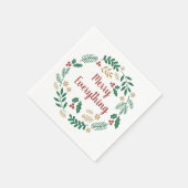 Serviette En Papier Holly Berry Pine Wreath Joyeux Tout Vacances (Coin)