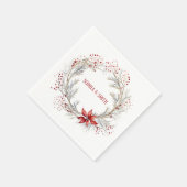 Serviette En Papier Holly Berry Wreath Mariage de Noël (Coin)