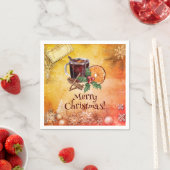 Serviette En Papier Holly Christmas Party Orange Cinnamon Salutation (En situation)