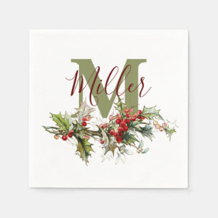 Serviette En Papier Holly et baies personnalisés