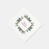 Serviette En Papier Holly et Berries Joyeuses Fêtes (Coin)