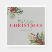 Serviette En Papier Holly et Pine sur Grey Christmas Party (Devant)