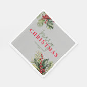 Serviette En Papier Holly et Pine sur Grey Christmas Party (Coin)