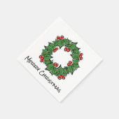Serviette En Papier Holly Feuilles, Holly Berries, couronne de Noël (Coin)