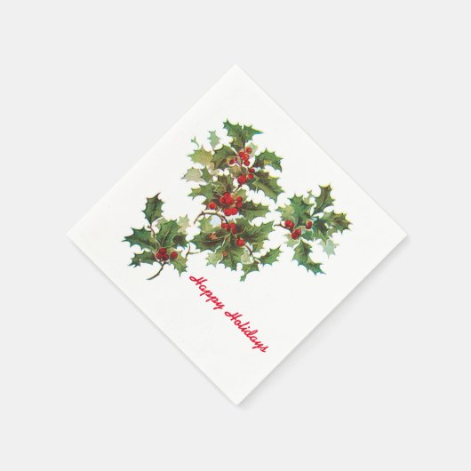 Serviette En Papier Holly Happy Holidays Cocktail Papier Napkin (Coin)
