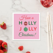 Serviette En Papier Holly Jolly Christmas napkin (En situation)