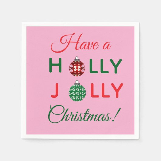 Serviette En Papier Holly Jolly Christmas napkin (Devant)