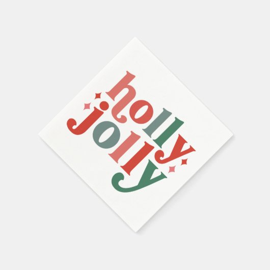Serviette En Papier Holly Jolly - Typographie des Fêtes Rétro (Coin)