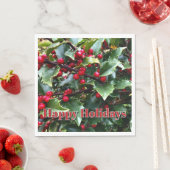 Serviette En Papier Holly leaves and Berries (En situation)