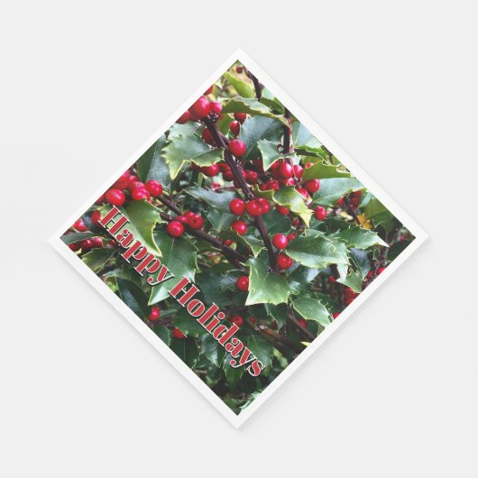 Serviette En Papier Holly leaves and Berries (Coin)