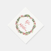 Serviette En Papier Holly Red Berry Mariage de couronne de Noël Monogr (Coin)