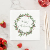Serviette En Papier Holly Red Berry Wreath Christmas (En situation)