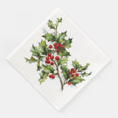 Serviette En Papier HollyBerries 002 (Coin)