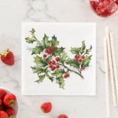 Serviette En Papier HollyBerries 002 (En situation)