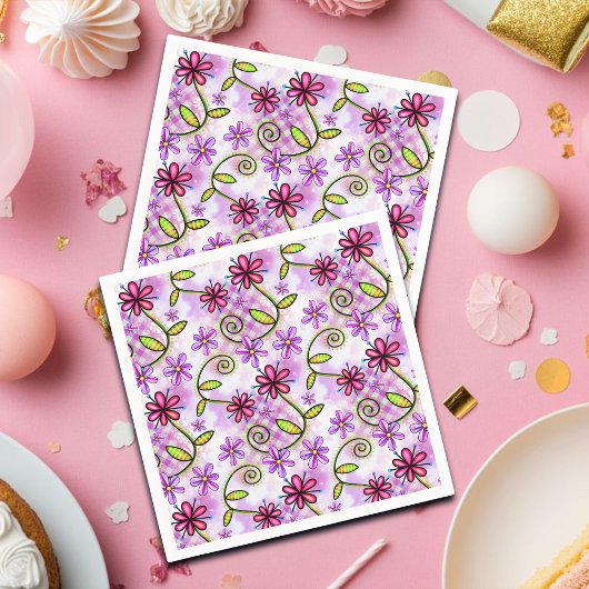 Serviette En Papier Holographique Arc-en-ciel - Collage floral