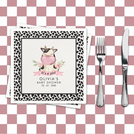 Serviette En Papier Holy Cow It's a Girl Cute Cow Baby shower