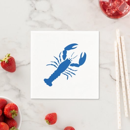 Serviette En Papier Homard bleu blanc moderne graphique mignon fête fu (En situation)