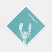 Serviette En Papier Homard bleu et blanc turquoise Personnalisé (Coin)