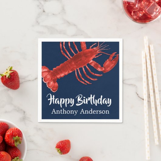 Serviette En Papier Homard Bleu foncé Thème Amusant Anniversaire Fête (En situation)