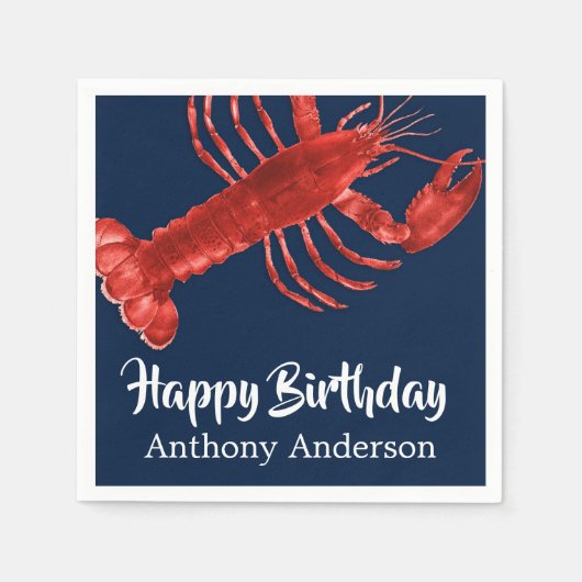 Serviette En Papier Homard Bleu foncé Thème Amusant Anniversaire Fête  (Devant)