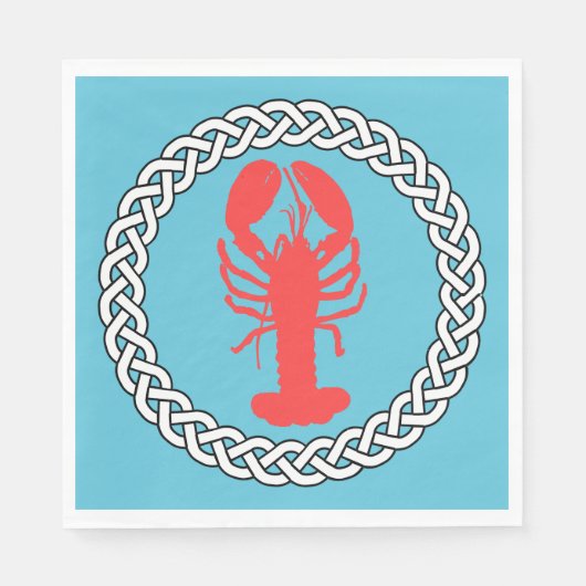 Serviette En Papier Homard Dans Une Bordure De Corde (Devant)