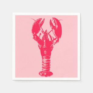 Serviette En Papier Homard Fuchsia sur rose clair