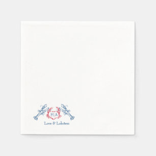 Serviette En Papier Homard Monogramme nautique Script Marine Mariage