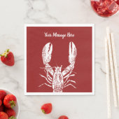 Serviette En Papier Homard rouge et blanc Personnalisé (En situation)