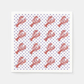 Serviette En Papier Homard rouge marine et points bleus (Devant)