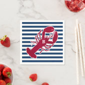 Serviette En Papier Homard rouge nautique Monogramme Bleu Bleu Blancs (En situation)