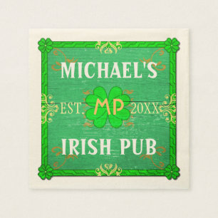 Serviette En Papier Home Bar personnalisable : Green Irish Pub