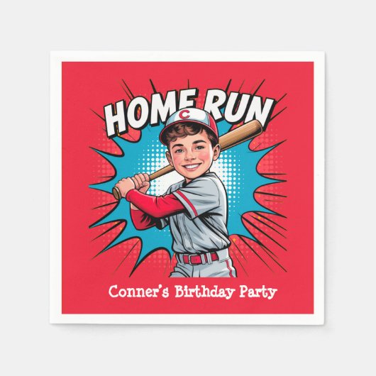 Serviette En Papier Home Run Boy Baseball Anniversaire Bash (Devant)
