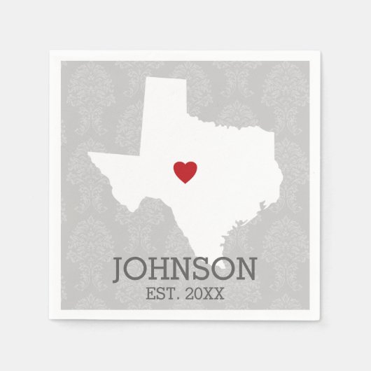 Serviette En Papier Home State Map Art - Custom Name Texas (Devant)
